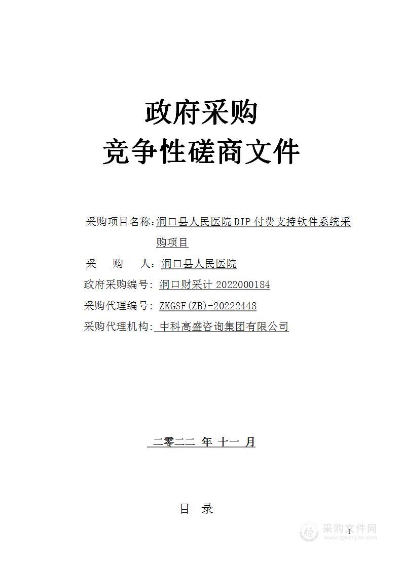 洞口县人民医院DIP付费支持软件系统采购项目