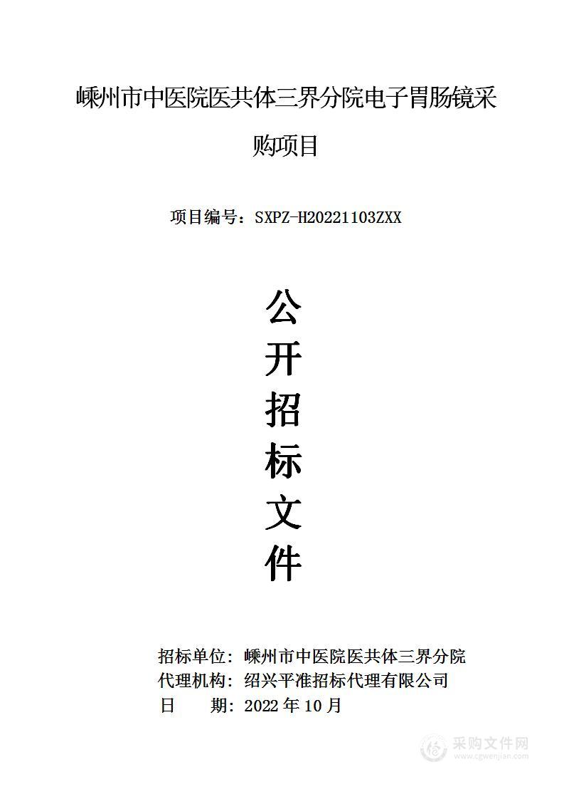 嵊州市中医院医共体三界分院电子胃肠镜采购项目