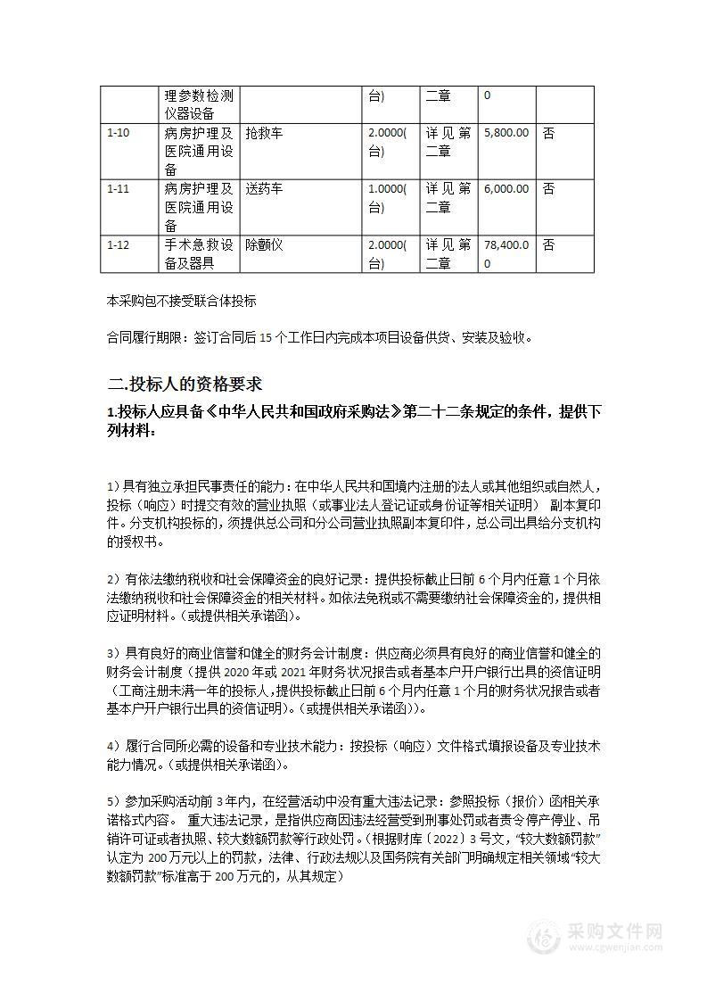 东莞市第七人民医院2022年医疗设备购置项目