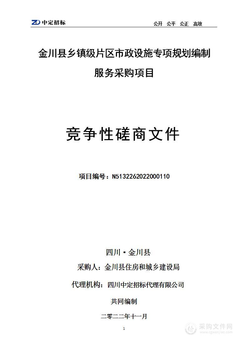 金川县乡镇级片区市政设施专项规划编制服务采购项目