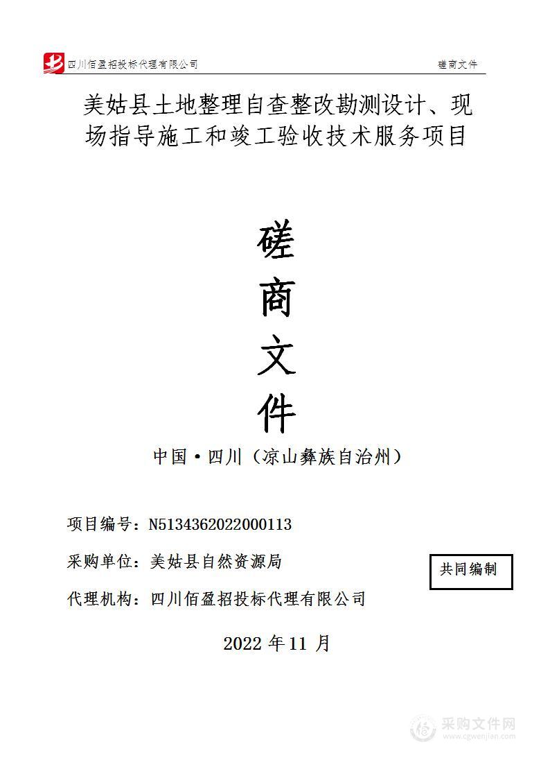 美姑县土地整理自查整改勘测设计、现场指导施工和竣工验收技术服务项目