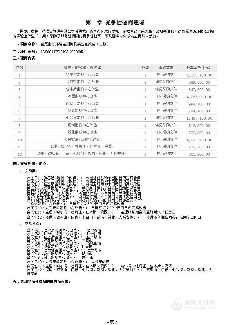 直属生态环境监测机构实验室改造（二期）