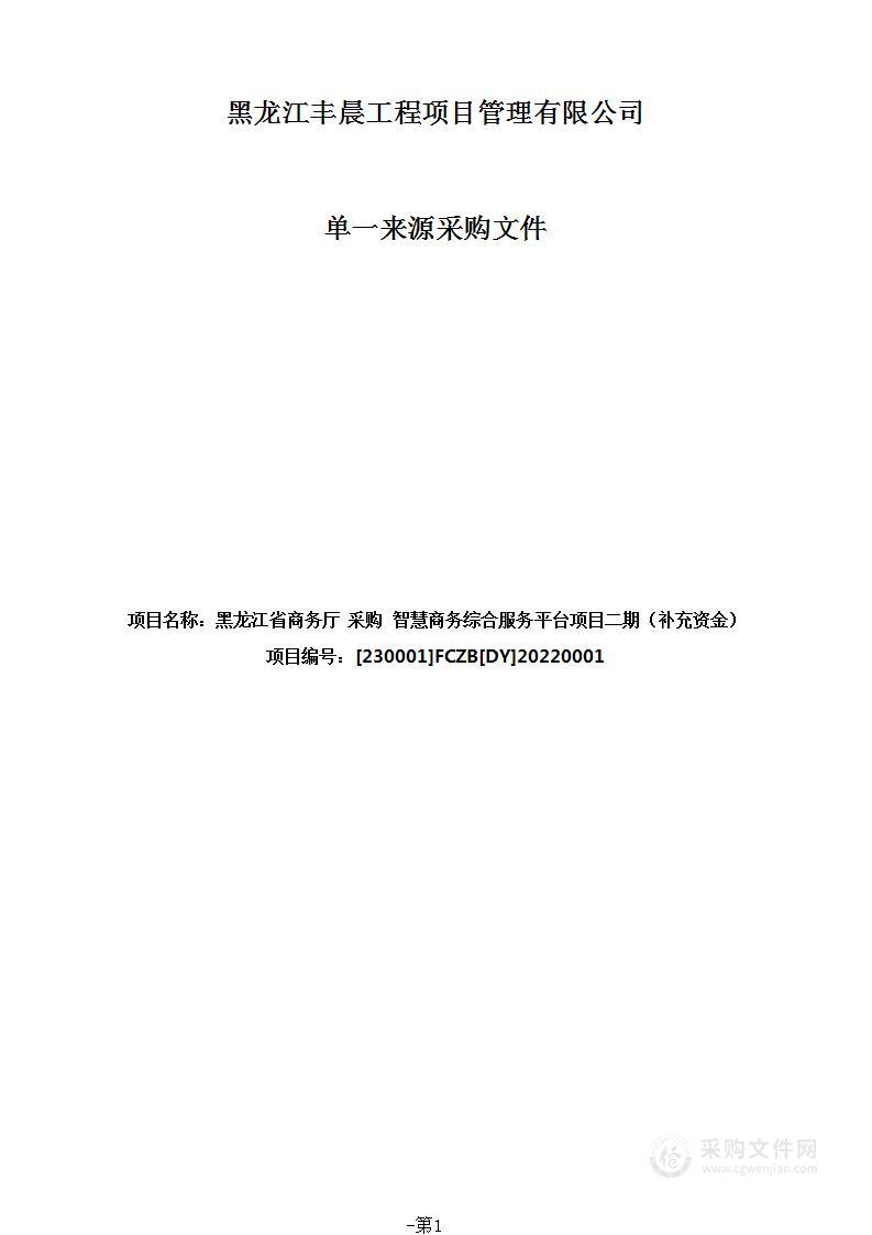 智慧商务综合服务平台项目二期（补充资金）