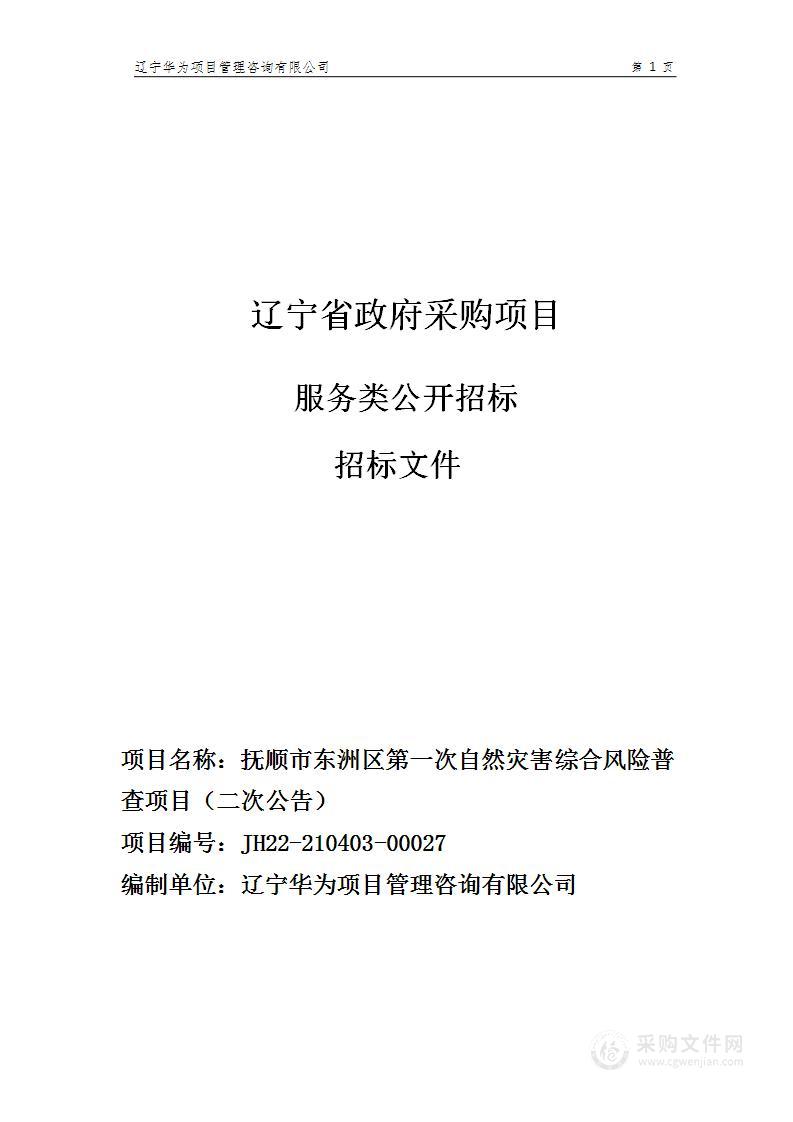 抚顺市东洲区第一次自然灾害综合风险普查项目