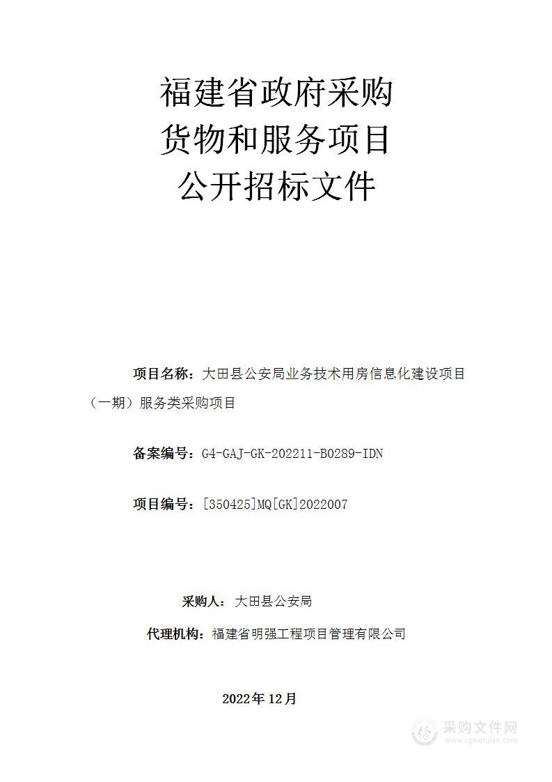 大田县公安局业务技术用房信息化建设项目（一期）服务类采购项目