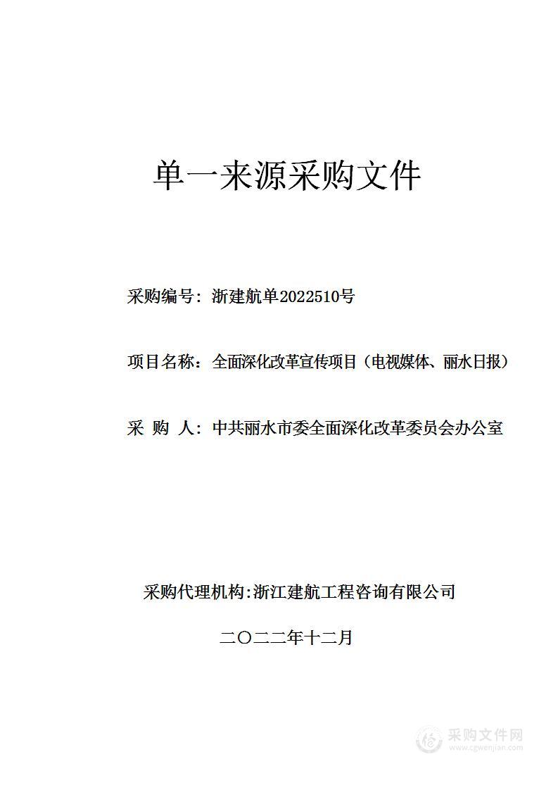 全面深化改革宣传项目（电视媒体、丽水日报）