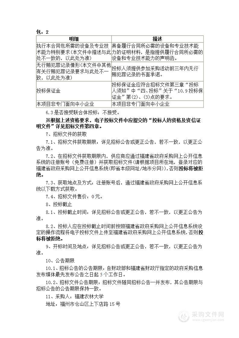 福建农林大学微量紫外可见分光光度计等一批设备采购项目