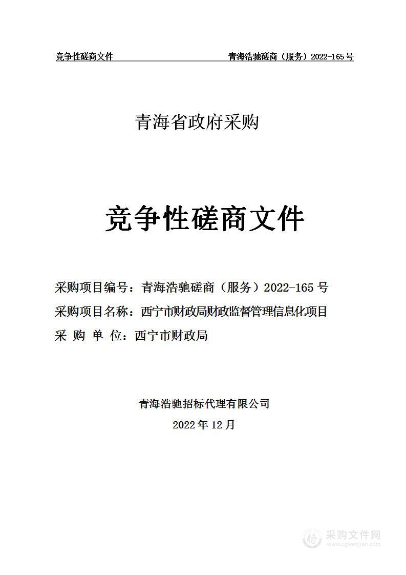 西宁市财政局财政监督管理信息化项目