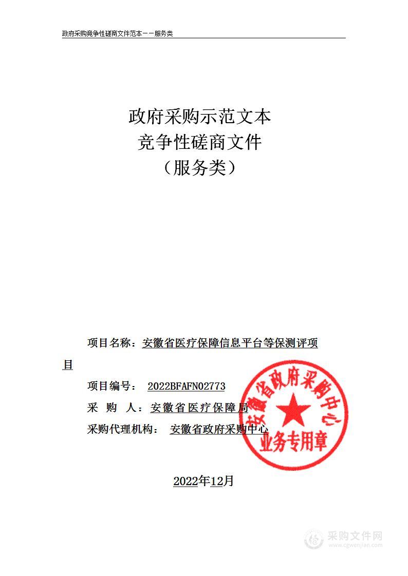 安徽省医疗保障信息平台等保测评项目