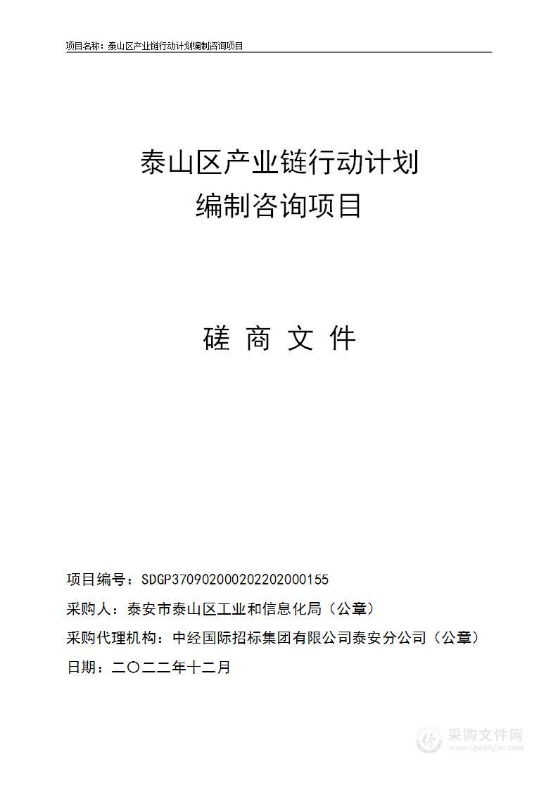 泰山区产业链行动计划编制咨询项目