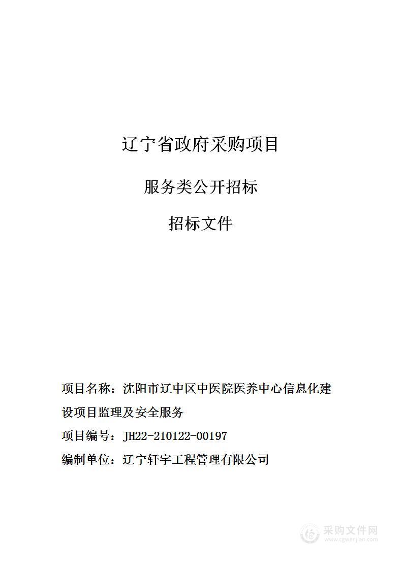 沈阳市辽中区中医院医养中心信息化建设项目监理及安全服务