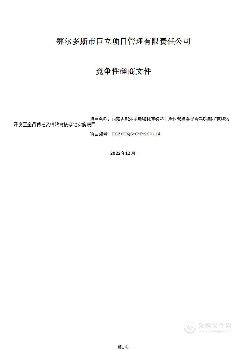 鄂托克经济开发区全员聘任及绩效考核落地实施项目