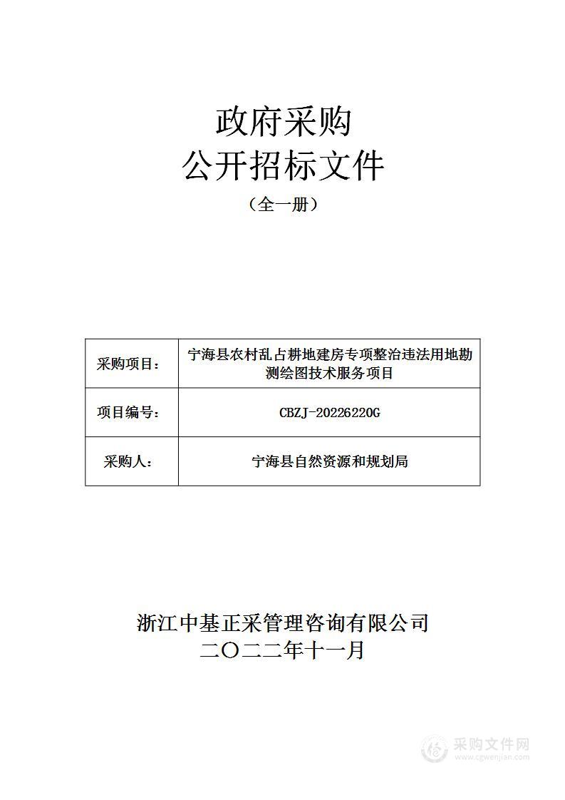 宁海县农村乱占耕地建房专项整治违法用地勘测绘图技术服务项目