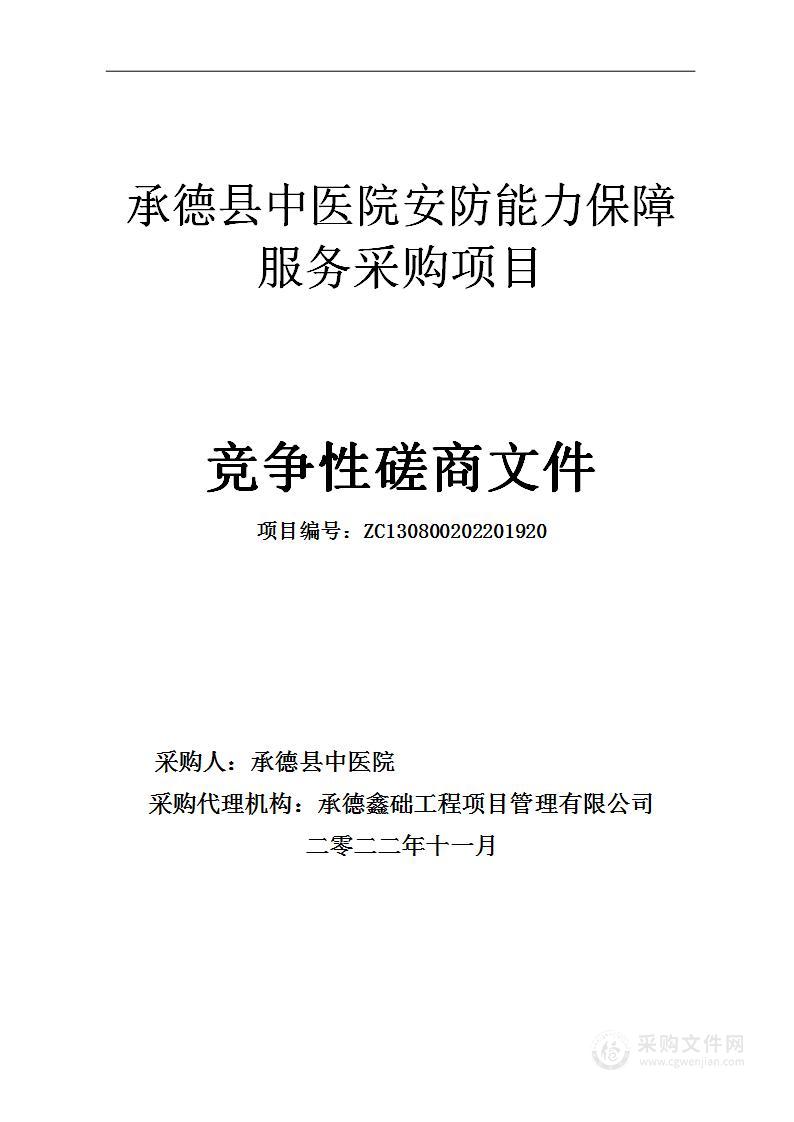 承德县中医院安防能力保障服务采购项目