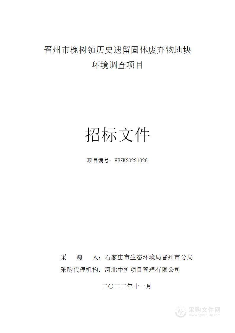 晋州市槐树镇历史遗留固体废弃物地块环境调查项目