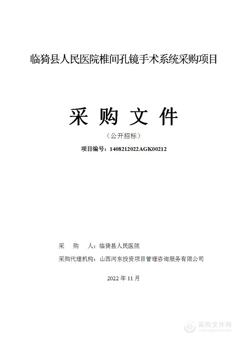 临猗县人民医院椎间孔镜手术系统采购项目