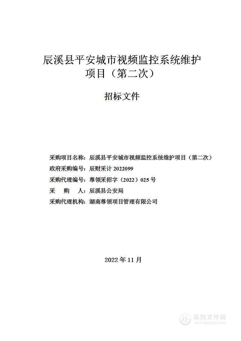 辰溪县平安城市视频监控系统维护项目