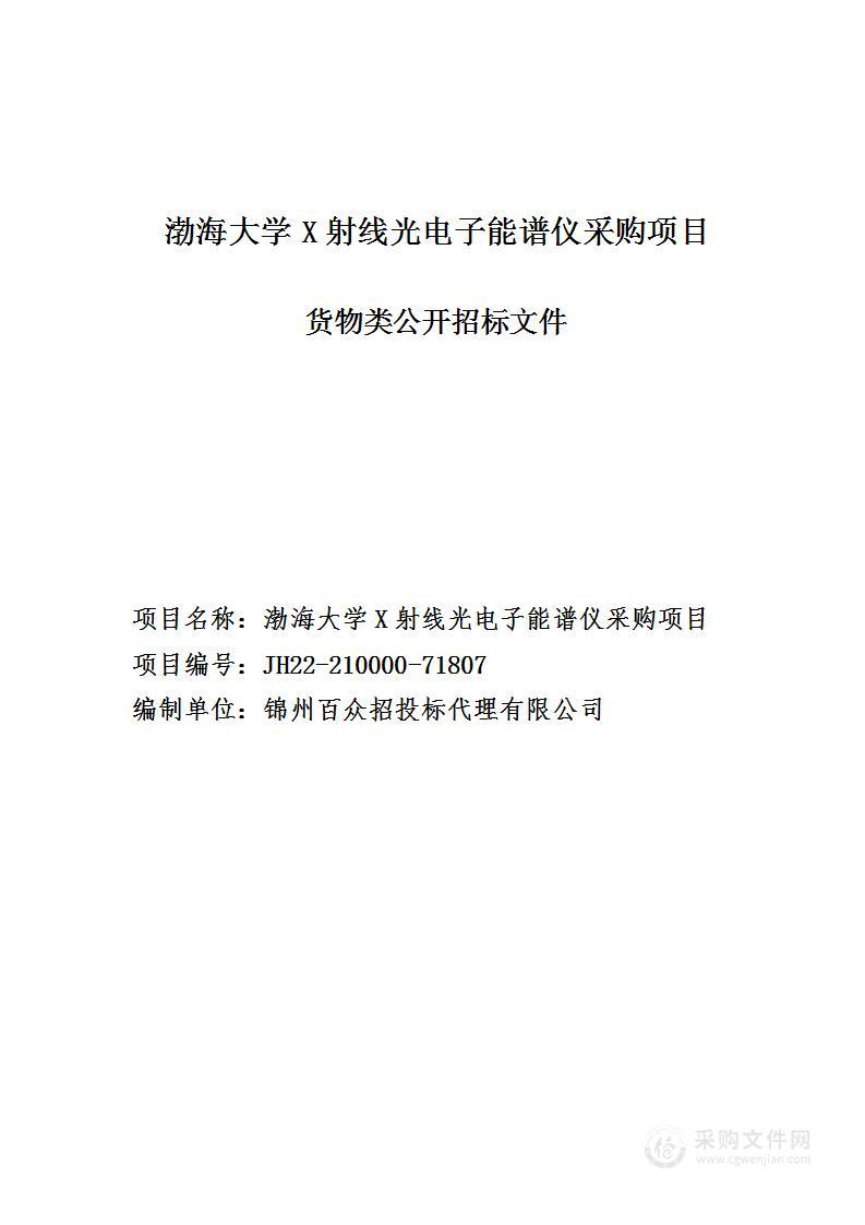 渤海大学X射线光电子能谱仪采购项目