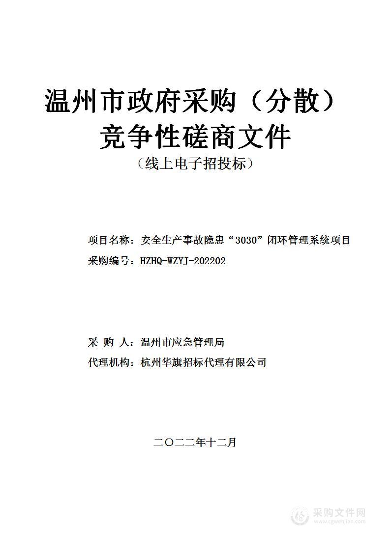 安全生产事故隐患“3030”闭环管理系统项目