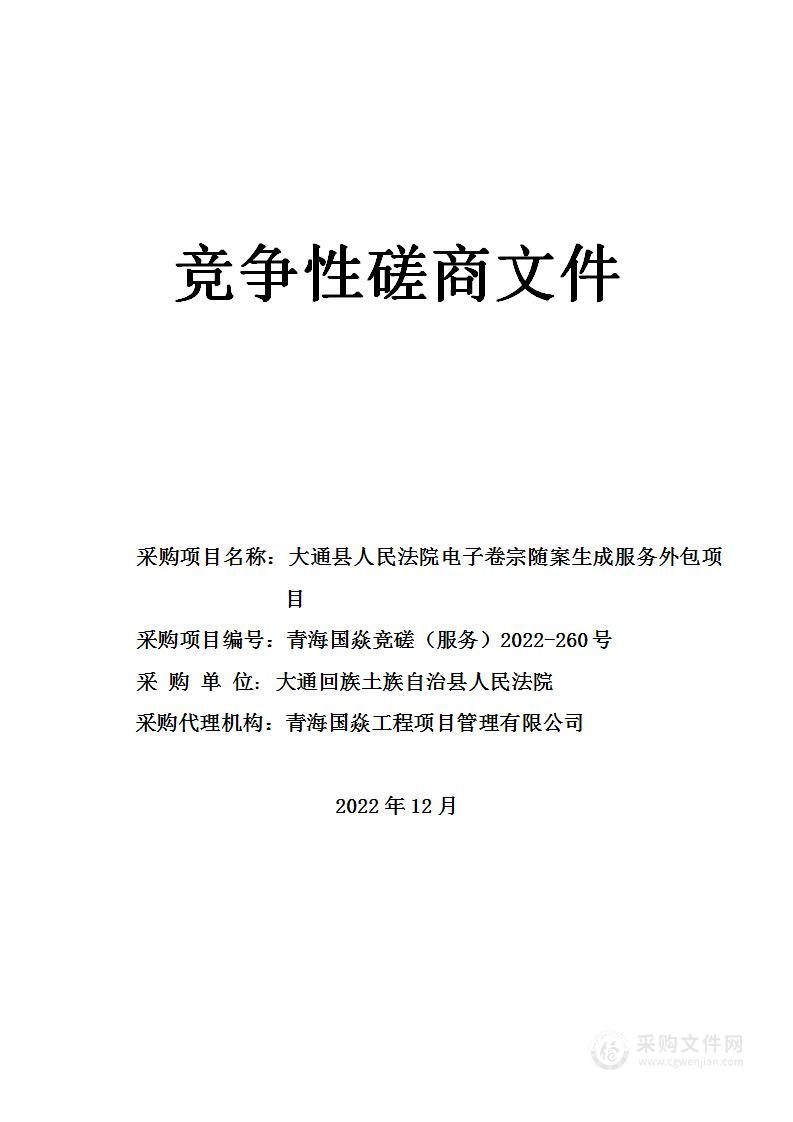 大通县人民法院电子卷宗随案生成服务外包项目