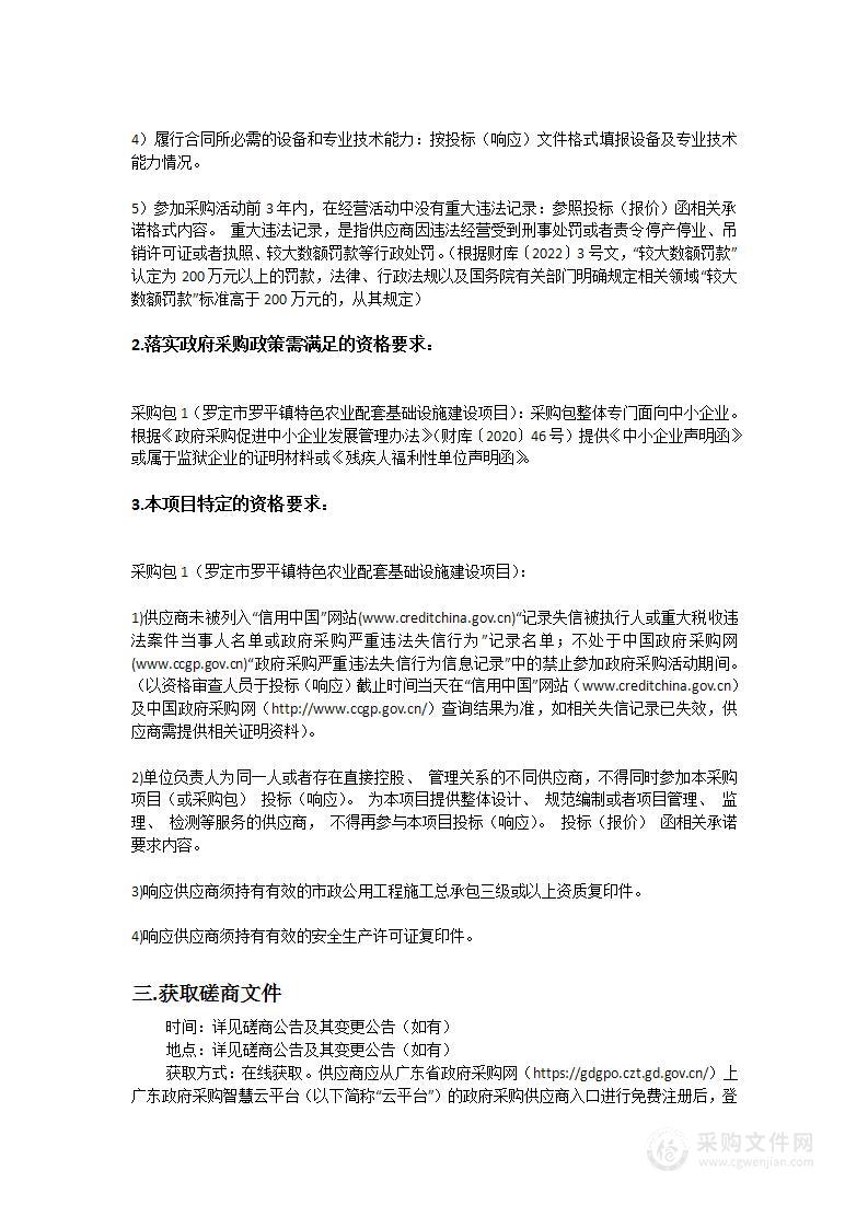 罗定市罗平镇特色农业配套基础设施建设项目