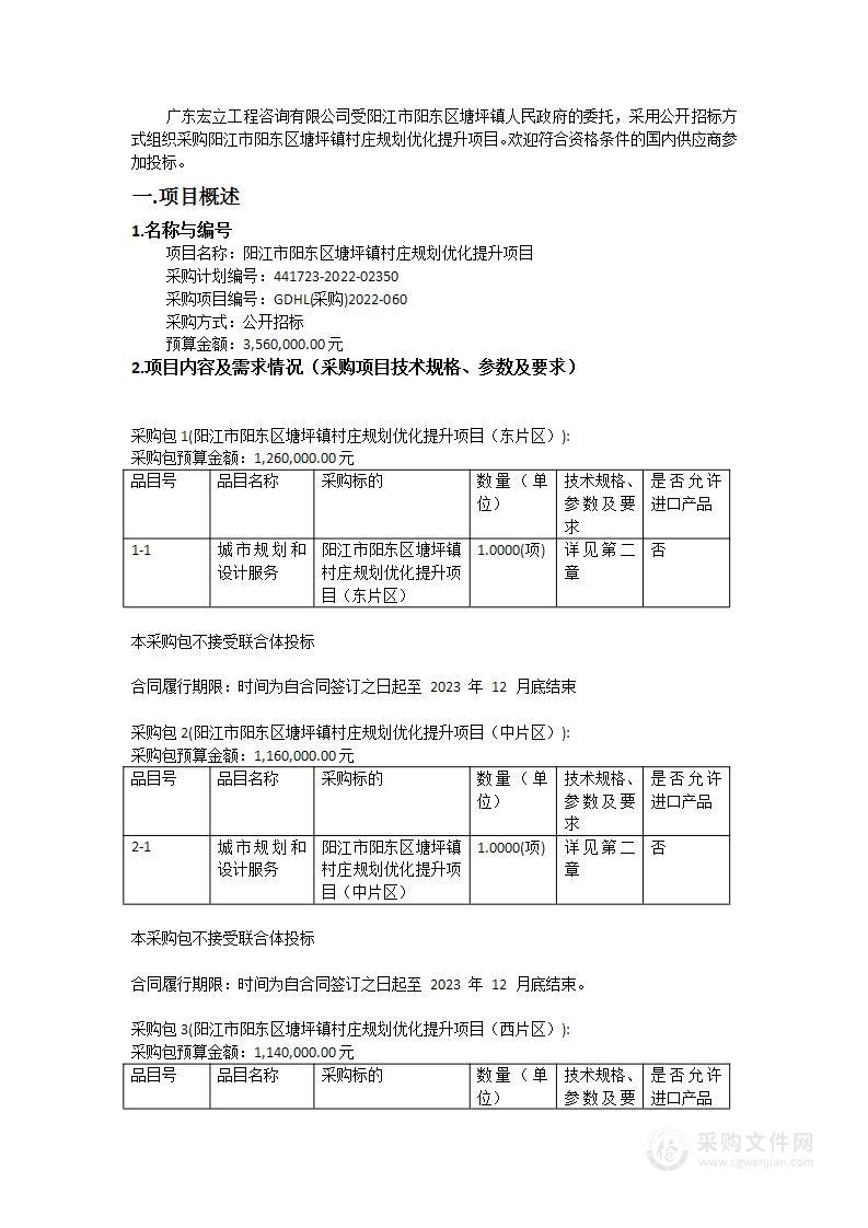 阳江市阳东区塘坪镇村庄规划优化提升项目