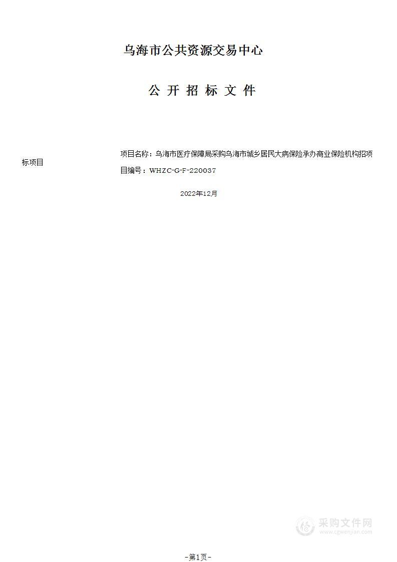 乌海市城乡居民大病保险承办商业保险机构招标项目