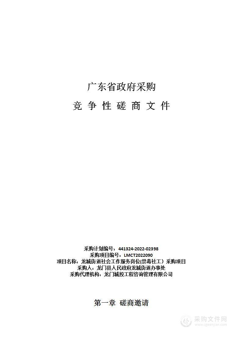 龙城街道社会工作服务岗位(禁毒社工）采购项目