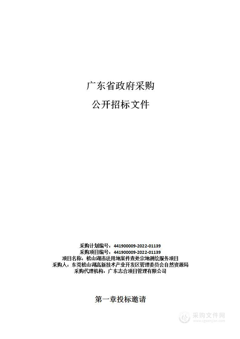 松山湖违法用地案件查处宗地测绘服务项目