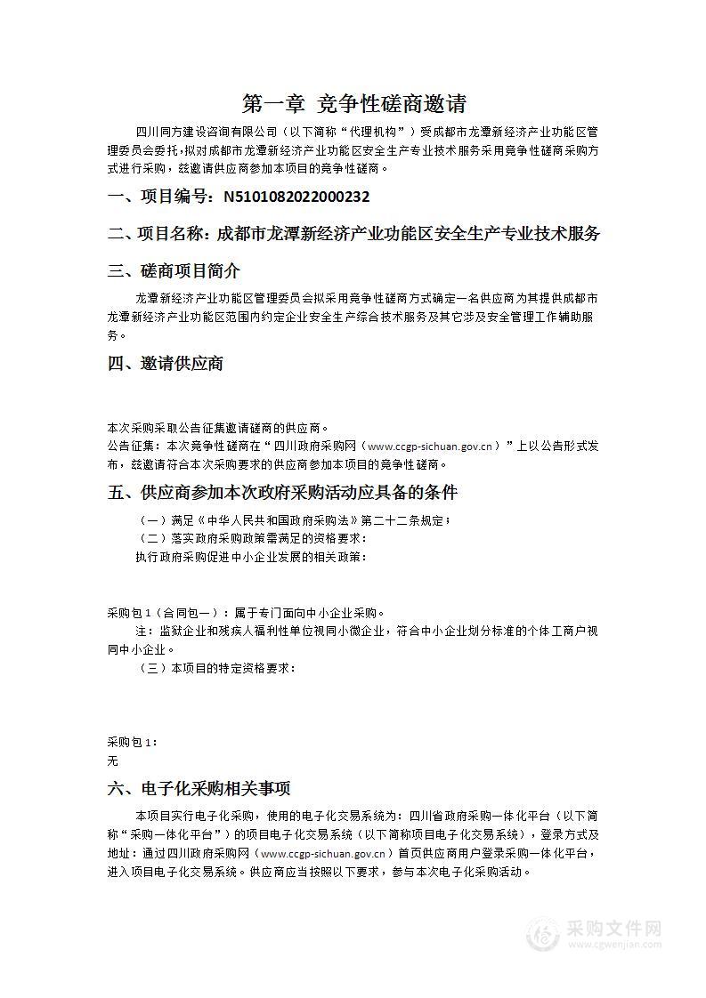 成都市龙潭新经济产业功能区安全生产专业技术服务