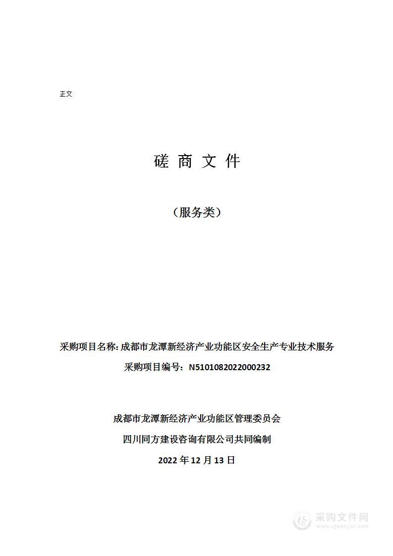 成都市龙潭新经济产业功能区安全生产专业技术服务