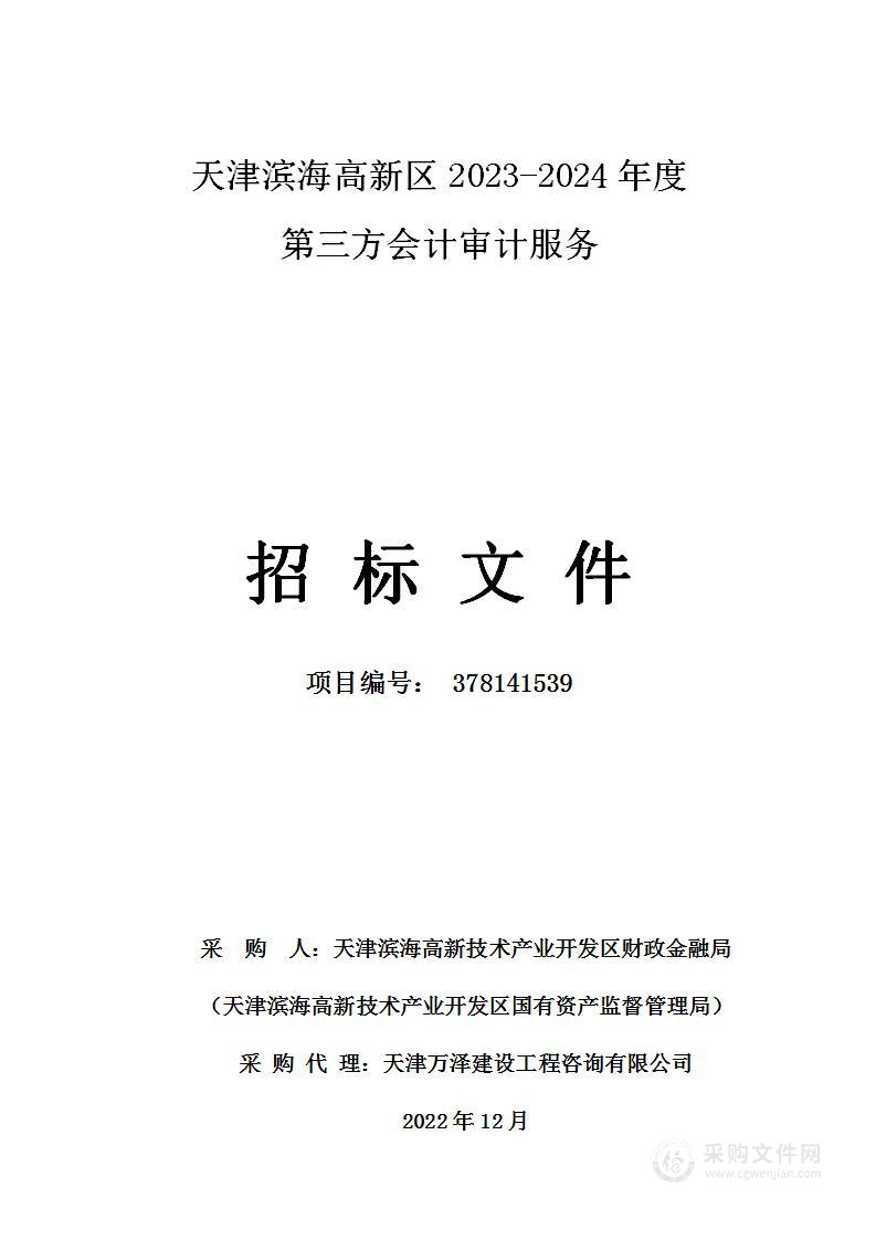 天津滨海高新区2023-2024年度第三方会计审计服务