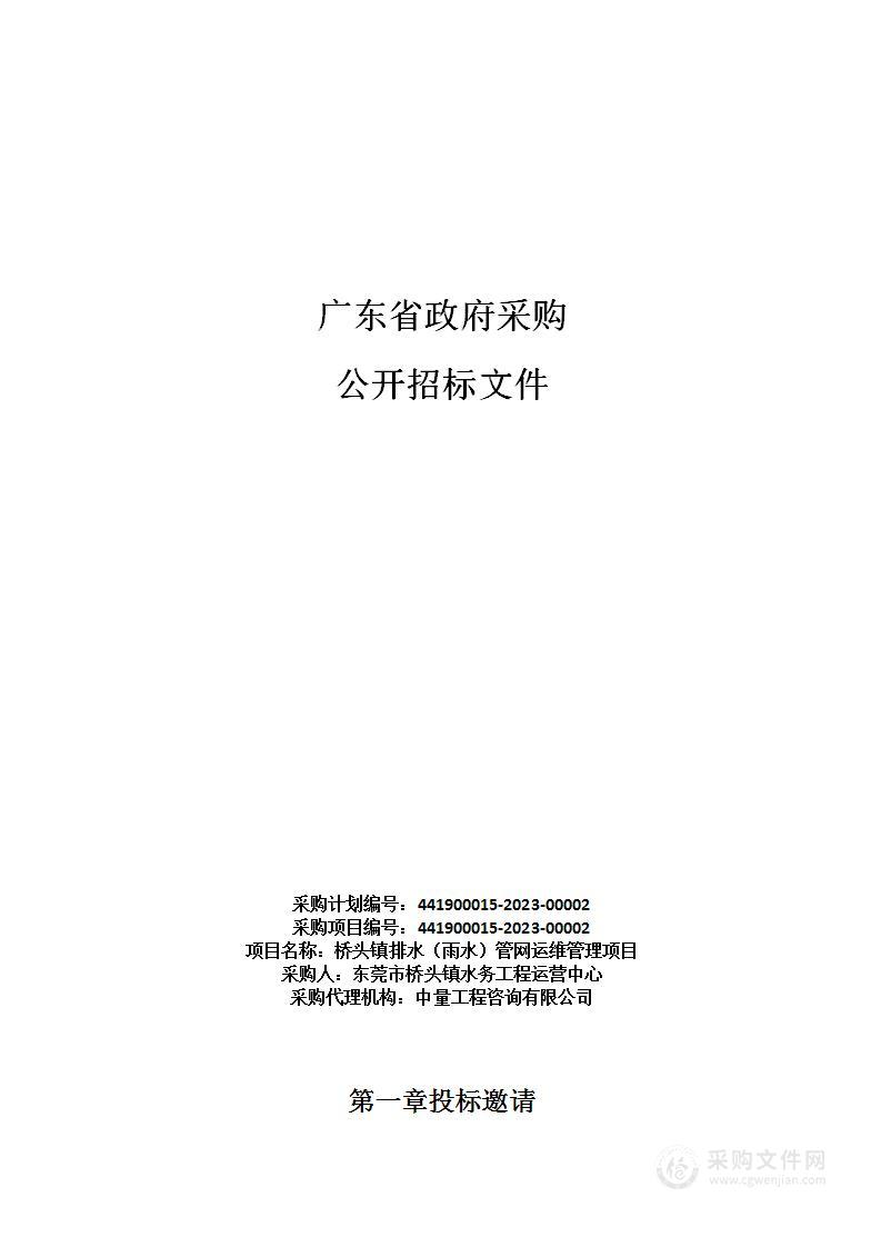 桥头镇排水（雨水）管网运维管理项目