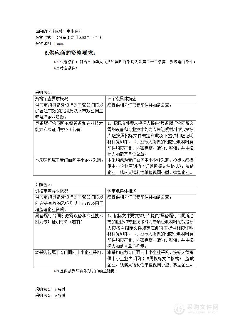 漳州市区道路桥梁及配套设施等巡查维护项目监理（2023年）服务类采购项目