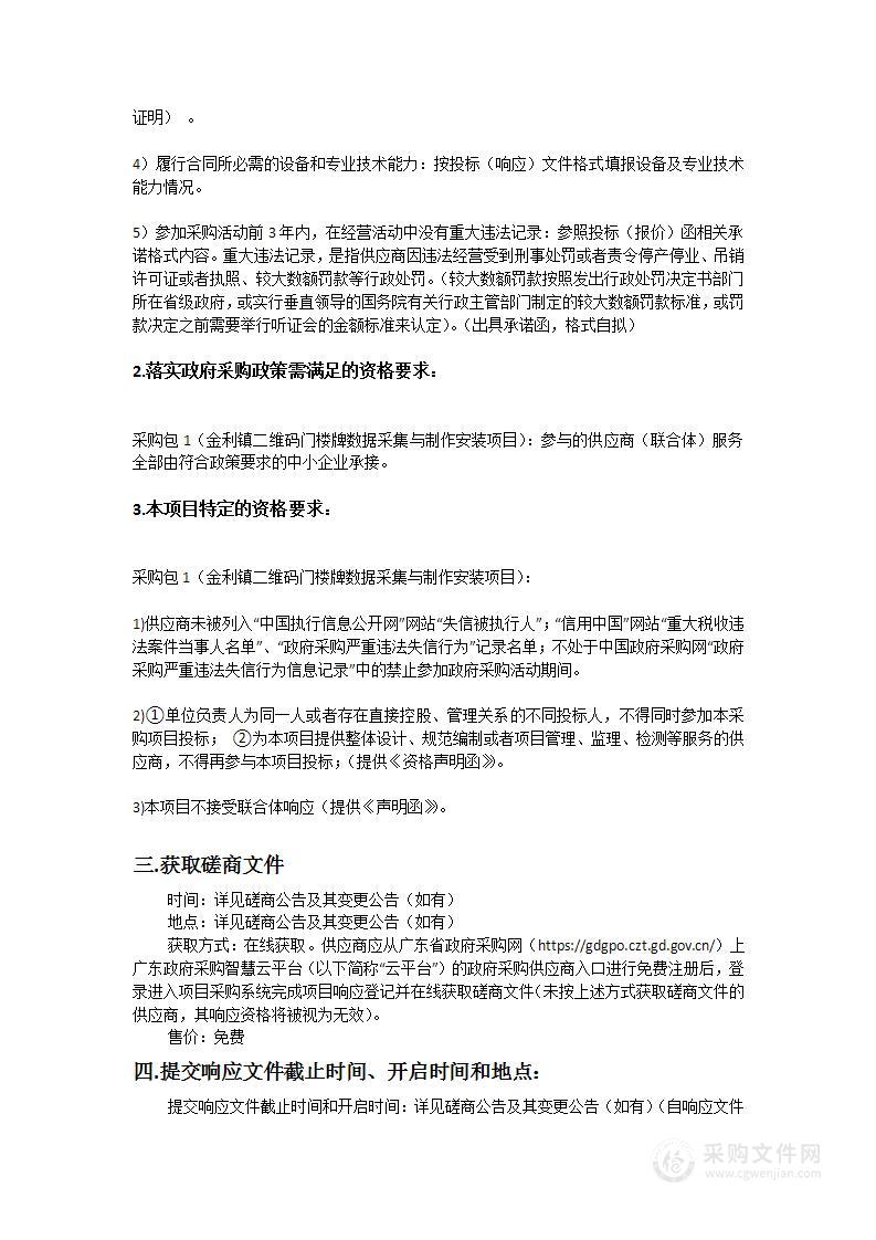 金利镇二维码门楼牌数据采集与制作安装项目