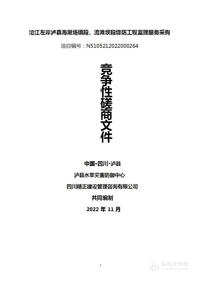 沱江左岸泸县海潮场镇段、流滩坝段堤防工程监理服务采购