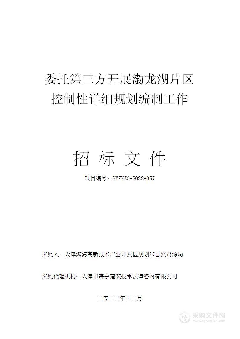 委托第三方开展渤龙湖片区控制性详细规划编制工作