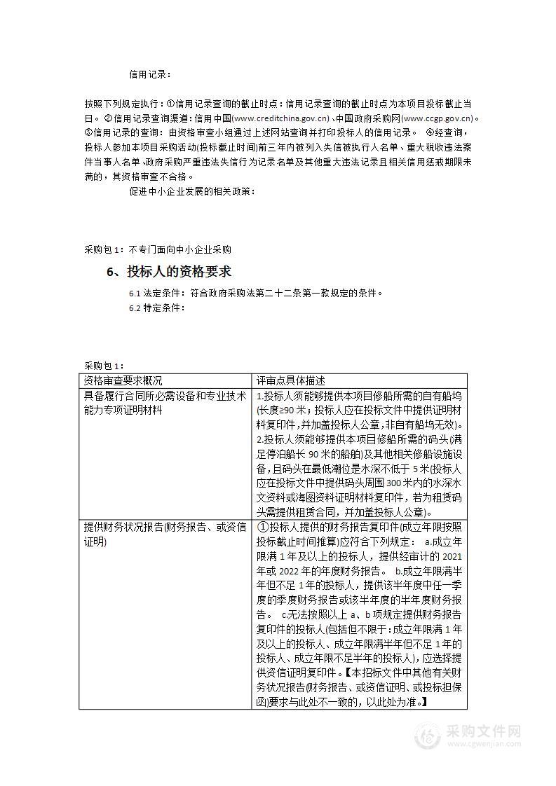 中国海监8001进厂维修检验服务采购项目