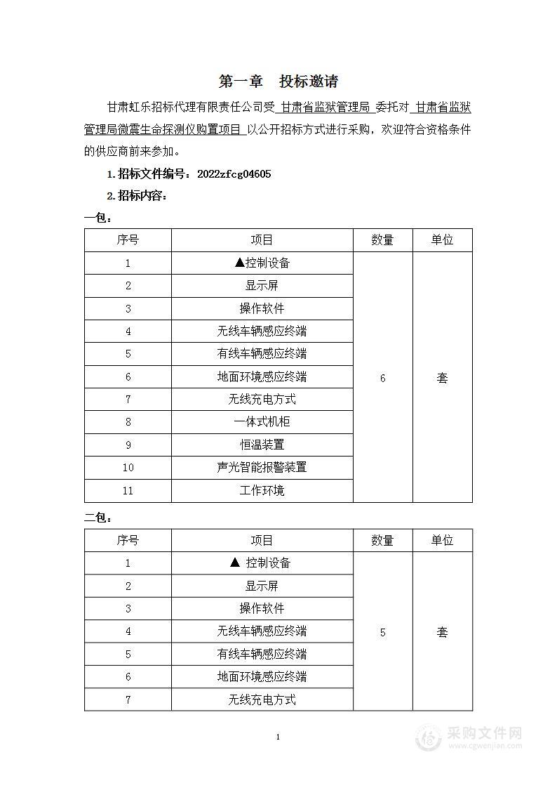 甘肃省监狱管理局微震生命探测仪购置项目