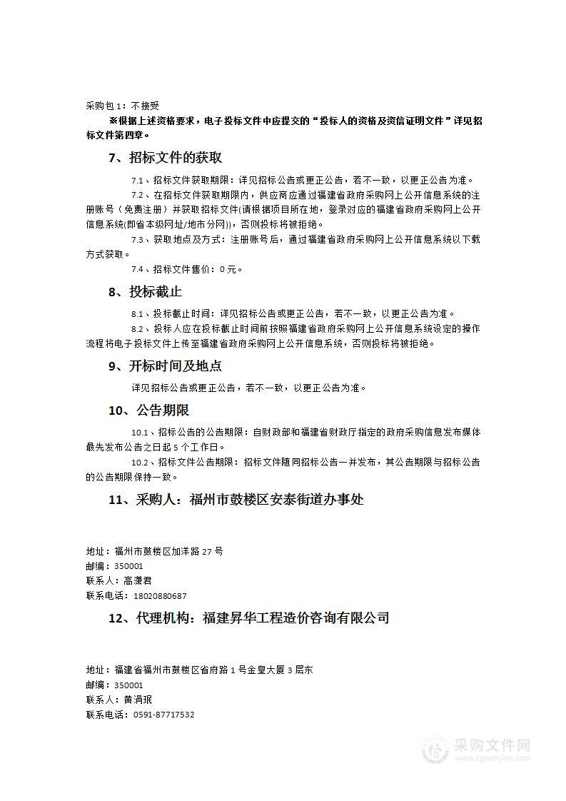 福州市鼓楼区安泰街道办事处中寰花园装修项目货物类采购项目