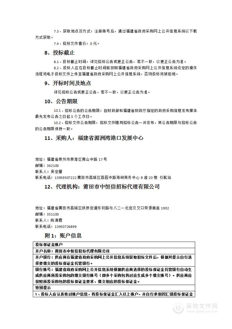 湄洲湾港引航站2022-2024年船舶物料定点采购项目