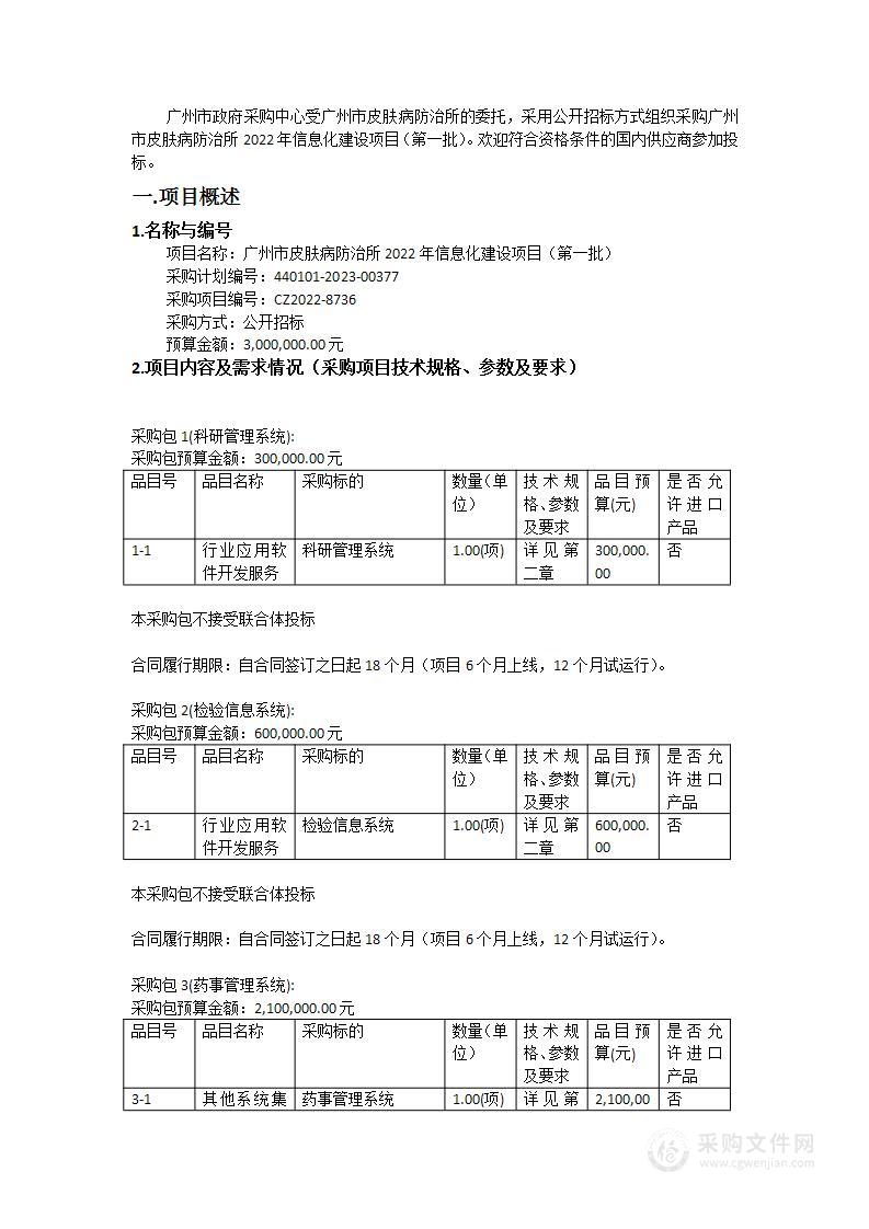 广州市皮肤病防治所2022年信息化建设项目（第一批）