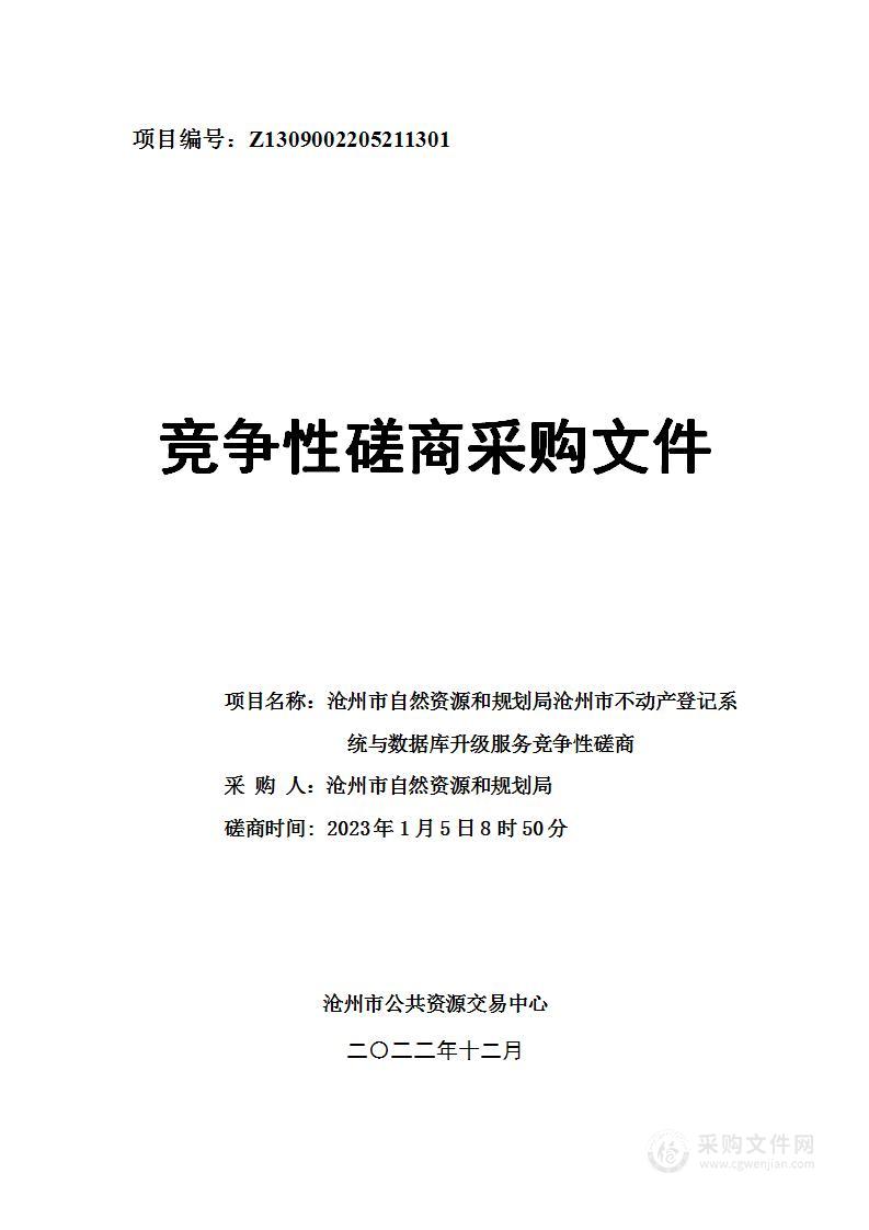 沧州市不动产登记系统与数据库升级服务