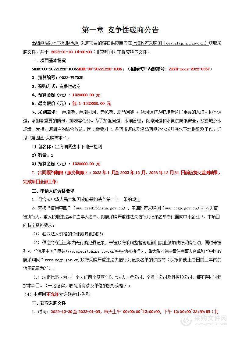 出海闸周边水下地形检测