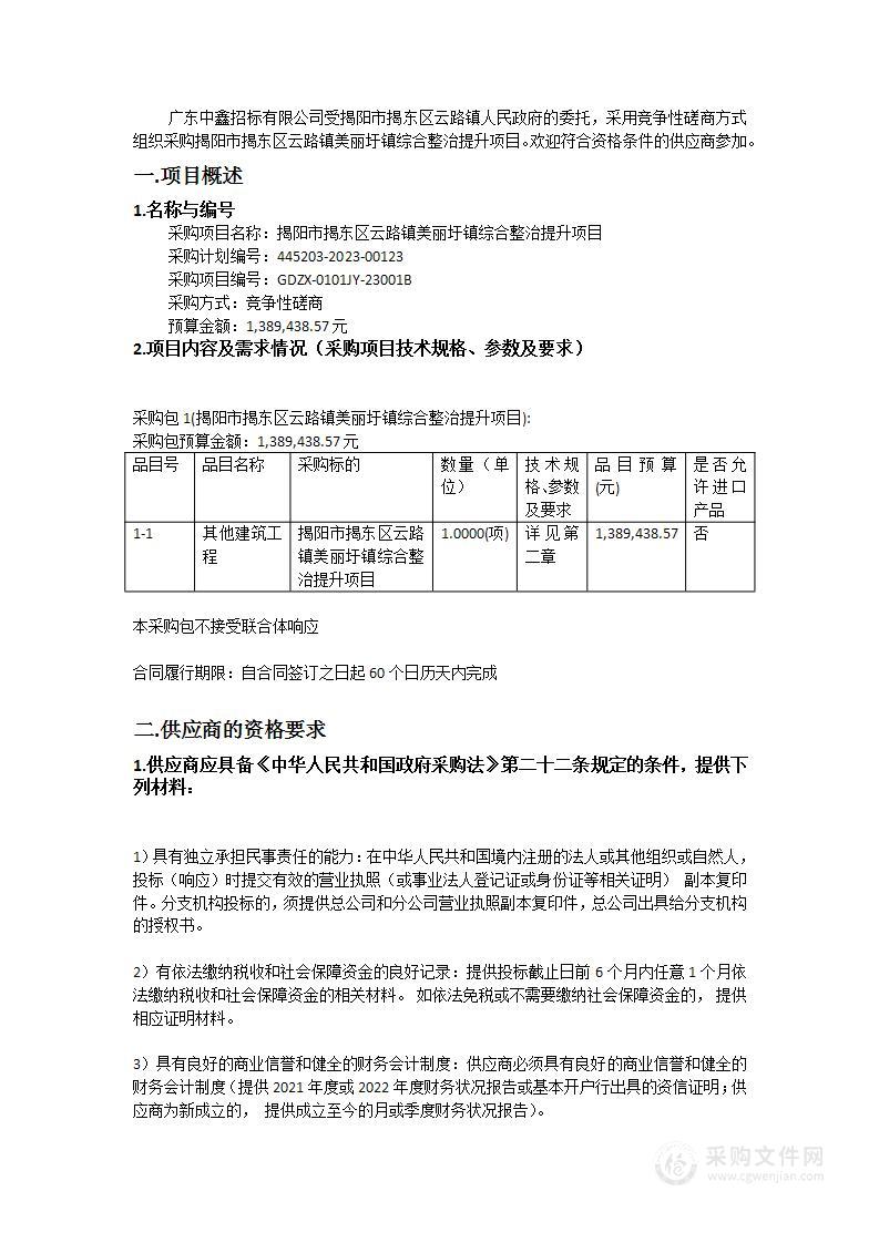 揭阳市揭东区云路镇美丽圩镇综合整治提升项目