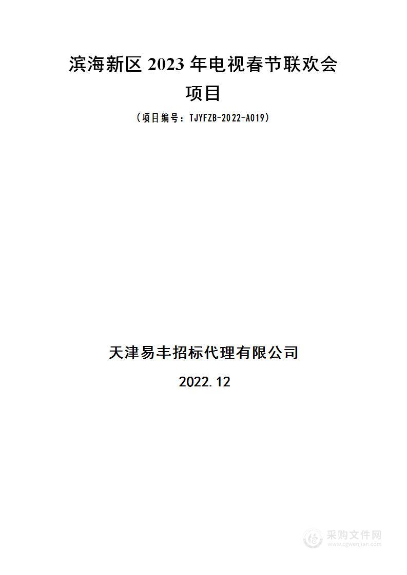 滨海新区2023年电视春节联欢会项目