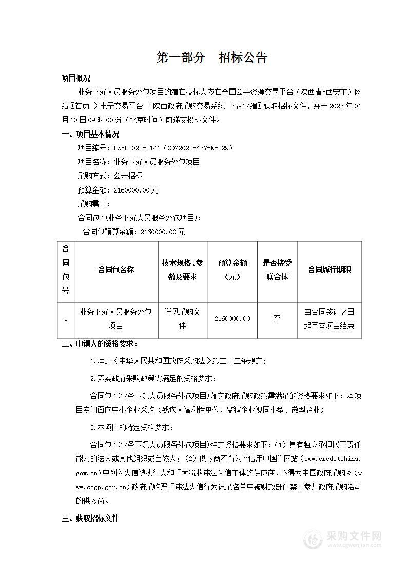 西安高新技术产业开发区社会事业服务局业务下沉人员服务外包项目