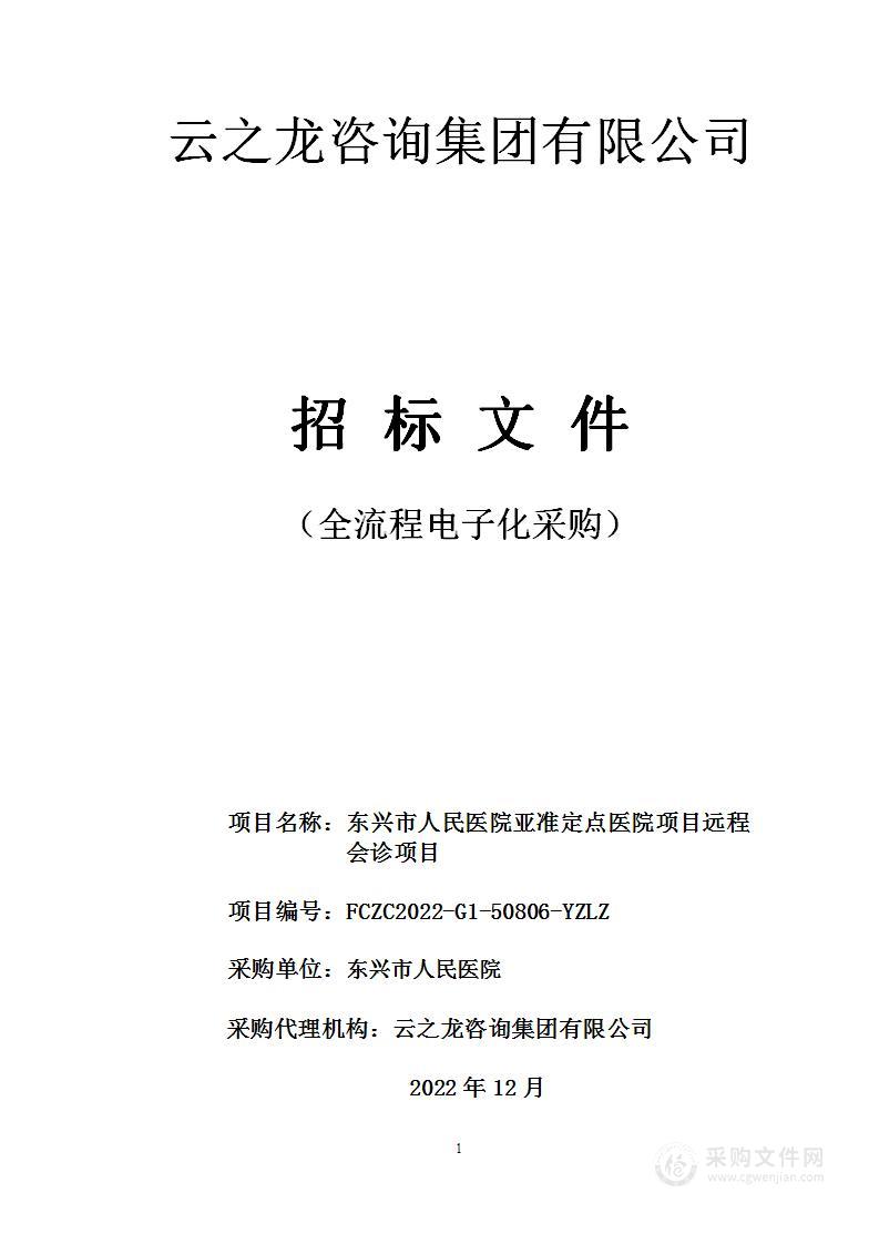 东兴市人民医院亚准定点医院项目远程会诊项目