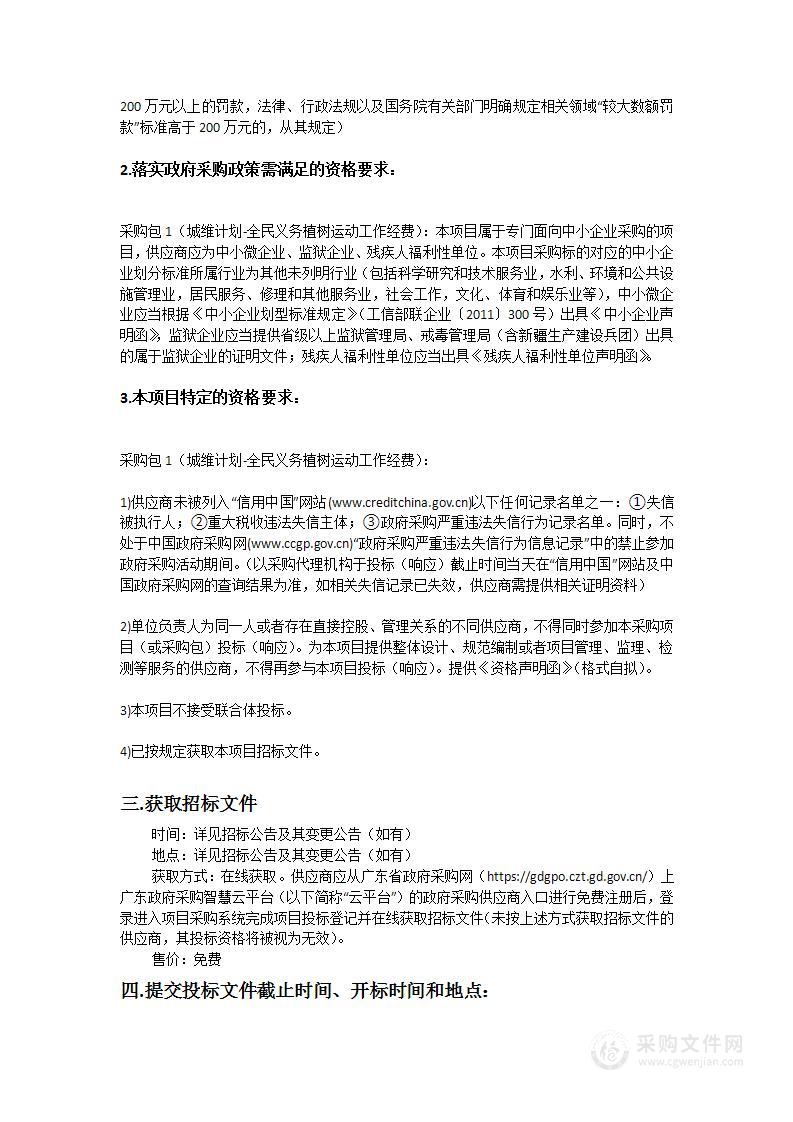 城维计划-全民义务植树运动工作经费