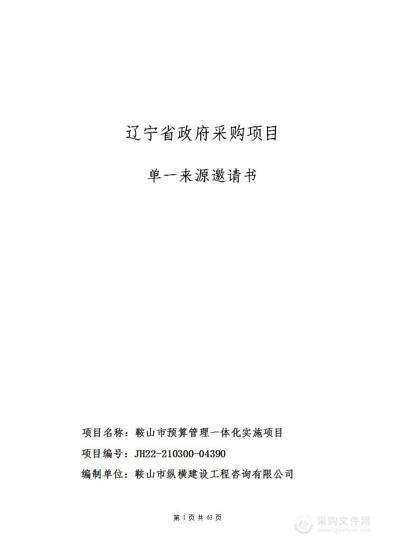 鞍山市预算管理一体化实施项目